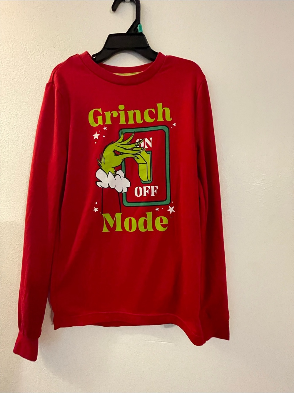 Kids Red 'Grinch Mode' Long Sleeve Holiday Tee